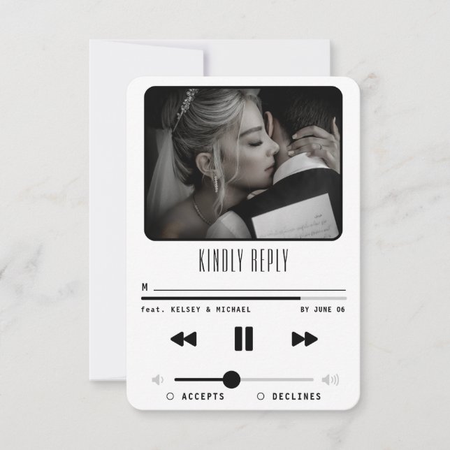 Cartons Réponse Musique MP3 Player Mariage photo blanc (Devant)
