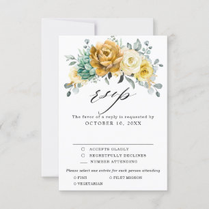 Cartons Réponse Mustard Jaune Floral Sage Vert Mariage moderne