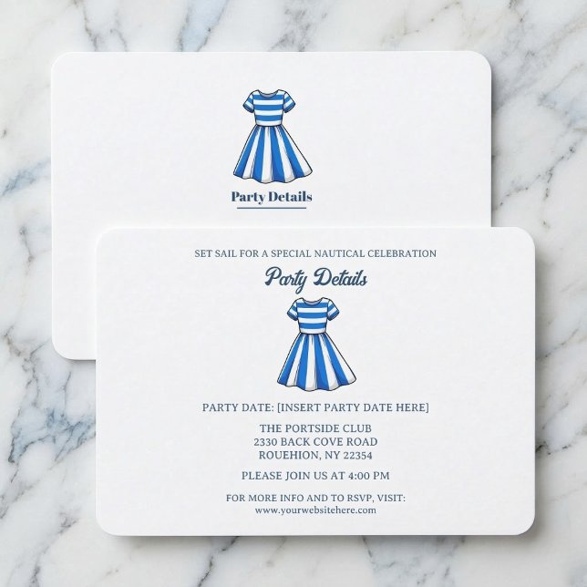 Cartons Réponse Nautical Blue And White Sailor Dress Party QR Code (Perfect for your seaside event.)