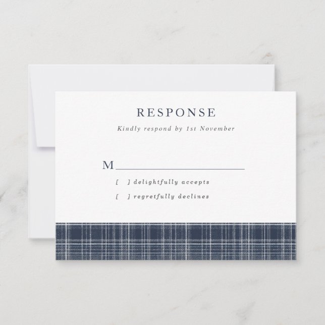 Cartons Réponse Navy Blue Scottish Tartan Wedding (Devant)