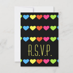 Cartons Réponse Neon Hearts (Mariage)