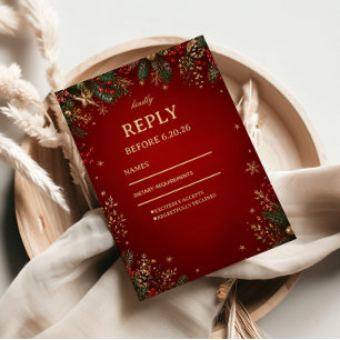 Cartons Réponse Noël Hiver Émeraude Luxueux Rouge