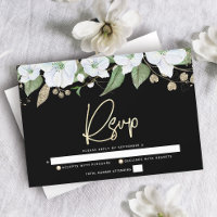 Noir Bat mitzvah Gold Script Floral Aquarelle