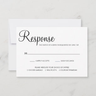 Cartons Réponse Noir et blanc Élégant Script Mariage de choix de r