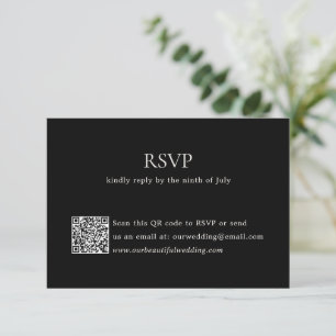 Cartons Réponse Noir moderne QR Code Mariage élégant