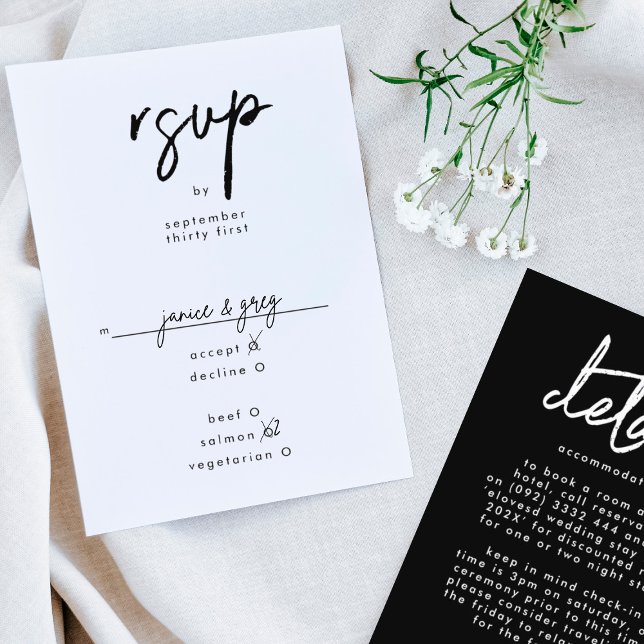 Cartons Réponse Noms personnalisés modernes et élégants Mariage no (Créateur téléchargé)