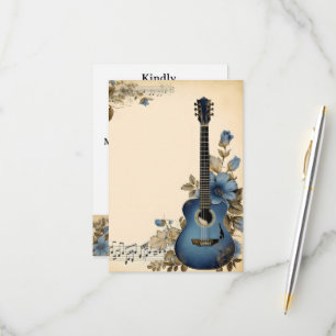 Cartons Réponse Notes de musique guitare Fleurs