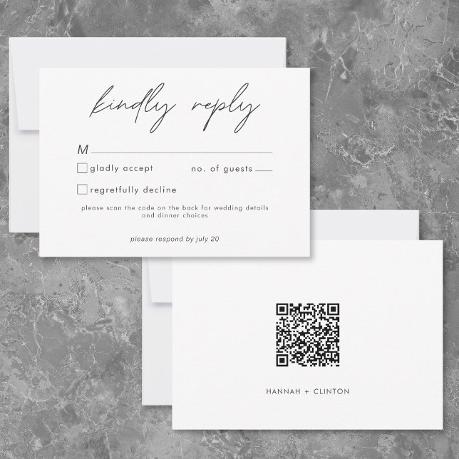 Cartons Réponse Nothing Fancy Just Love Minimalist Wedding QR Code (Nothing Fancy Just Love Minimalist Wedding QR Code RSVP Card)