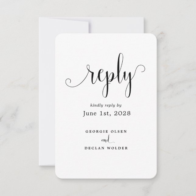 Cartons Réponse Nous faisons Calligraphie Mariage Pas d'option de  (Devant)