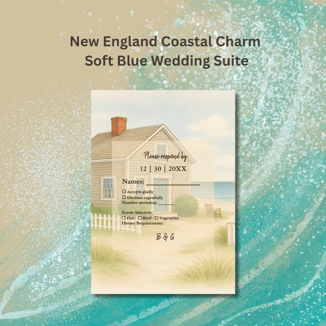 Cartons Réponse nouvelle Angleterre Charme côtier Mariage bleu dou (Créateur téléchargé)