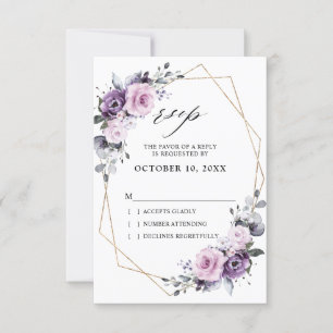 Cartons Réponse Nuances de pourpre Dusty Blooms Mariage géométriqu