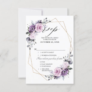 Cartons Réponse Nuances de pourpre Dusty Blooms Mariage géométriqu