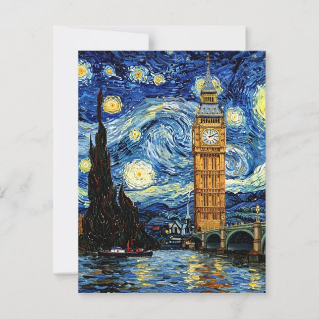 Cartons Réponse Nuit étoilée Big Ben Londres Angleterre (Devant)