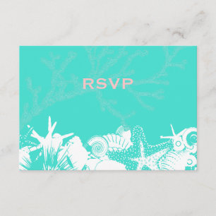 Cartons Réponse Ocean Love Turquoise Artsy Seashells Beach Wedding