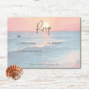 Cartons Réponse Ocean moderne Sunset Watercolor Beach Wedding