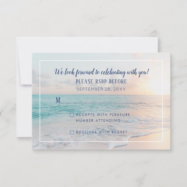 Cartons Réponse Ocean Sunset Beach Wedding Picture (Devant)