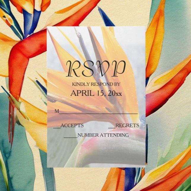 Cartons Réponse Oiseau tropical du Paradis Mariage floral (In Situ Wedding)