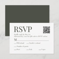 Olive Green Scan Qr Code Mariage de choix de repas