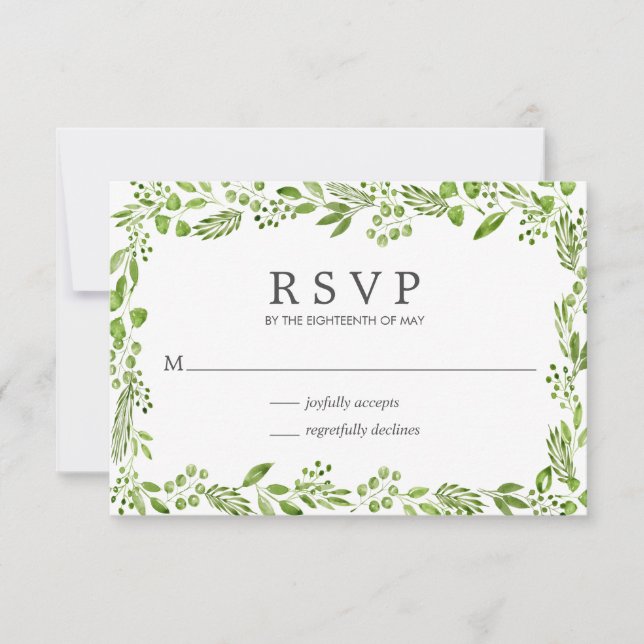 Cartons Réponse Olive Rustique Verdure Mariage élégant (Devant)