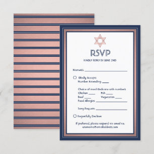 Cartons Réponse Options bat mitzvah Repas Chanson Demande Bleu & R