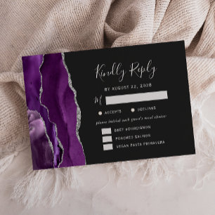 Cartons Réponse Options de repas en agate argentée violette pour R
