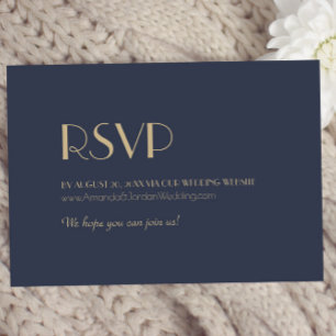 Cartons Réponse Or Type Deco   Site Web de Mariage Navy Foncé