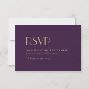 Cartons Réponse Or Type Deco Site Web de Mariage Violet Foncé