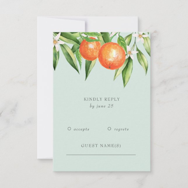 Cartons Réponse Orange Blossoms Citrus Mariage botanique (Devant)