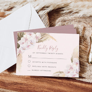 Cartons Réponse Orchidées en laiton de Pampas Mariage tropical flo