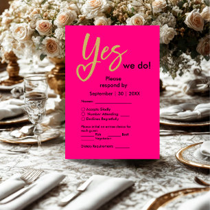 Cartons Réponse Oui Nous faisons Hot Pink Gold Mariage