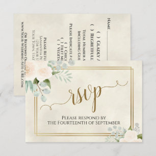 Cartons Réponse Pale Peach ou White Roses Elegant Boho Wedding