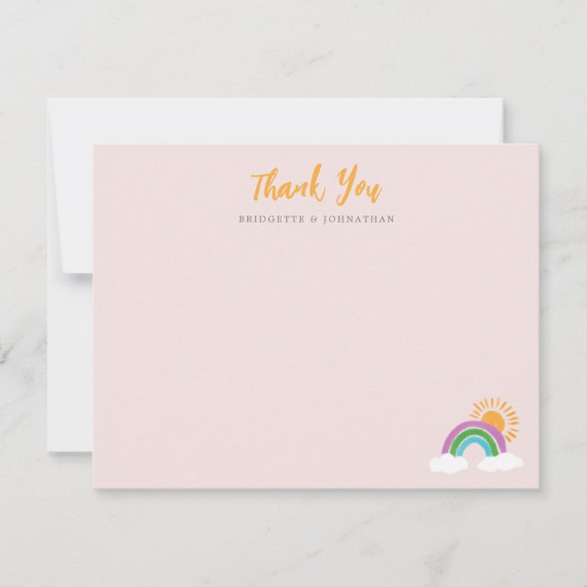 Cartons Réponse Pale Rose Pretty Rainbow Sunshine Merci Note (Devant)