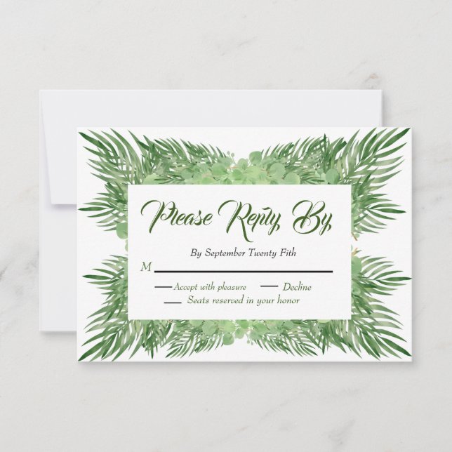 Cartons Réponse Palm Feuille et Eucalyptus Mariage feuillage moder (Devant)