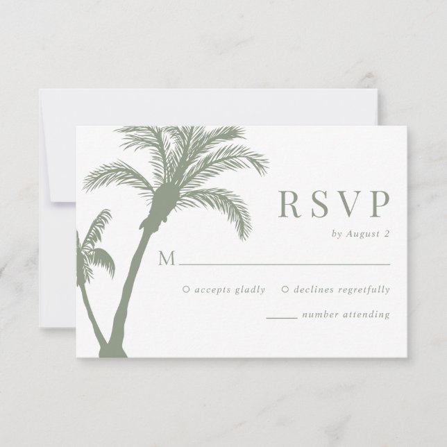 Cartons Réponse Palm Tree Tropical Beach Sage Green Mariage (Devant)