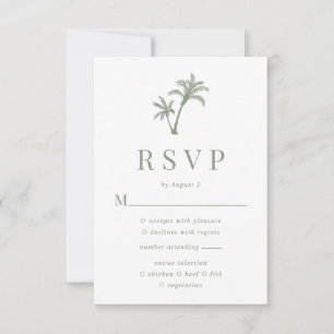 Cartons Réponse Palmier tropical Sage Green Beach Mariage