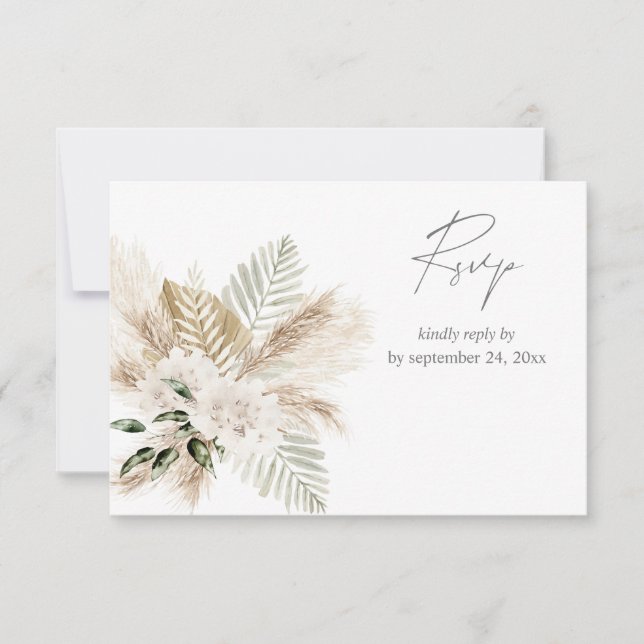 Cartons Réponse Pampas en feuille de palmier Boho & Flore beige av (Devant)