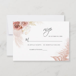 Cartons Réponse Pampas Grass Floral Terracotta Mariage