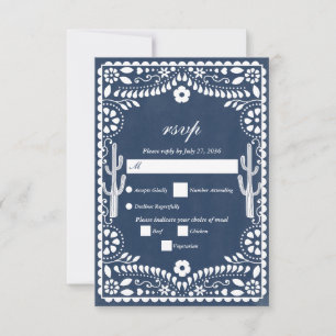 Cartons Réponse Papel Picado Mariage Mexicain  Mariage Rustique Bl