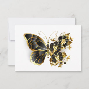 Cartons Réponse Papillon à fleurs d'or avec orchidée noire