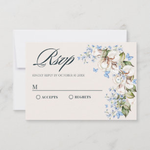 Cartons Réponse Papillon bleu floral