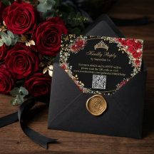 Papillon doré noir et rouge pour Quinceañera