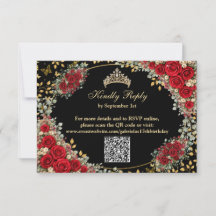 Papillon doré noir et rouge pour Quinceañera