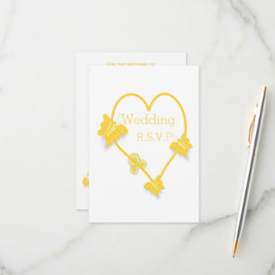 Cartons Réponse Papillon jaune Mariage de conception cardiaque