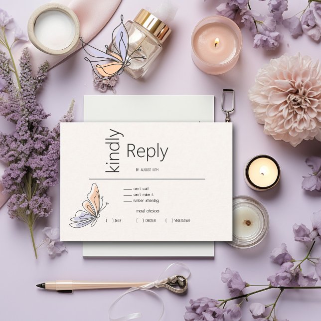 Cartons Réponse Papillon Simple Fantaisie Corail et Violet (Créateur téléchargé)