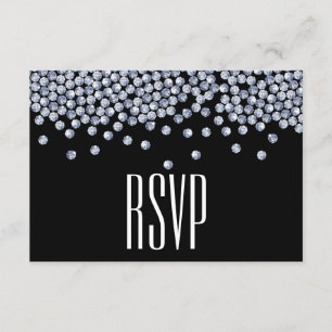 Cartons Réponse Parties scintillant diamant Typographie Mariage RS