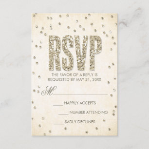 Cartons Réponse Parties scintillant d'or Look Confetti Dots Mariag