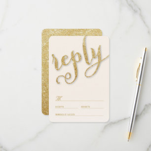 Cartons Réponse Parties scintillant Gold Script pour toujours clas