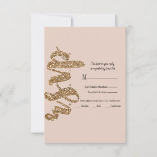 Cartons Réponse Parties scintillant Rose Gold Blush Glam Wedding R