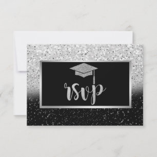 Cartons Réponse Parties scintillant Silver Grad Casquette, Confett