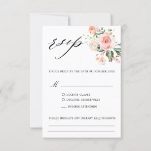 Cartons Réponse Pastel Pink Blush Rose Floral Mariage botanique